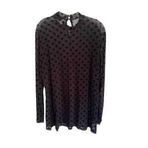 Lane Bryant Black Polka Dot Semi Sheer Top